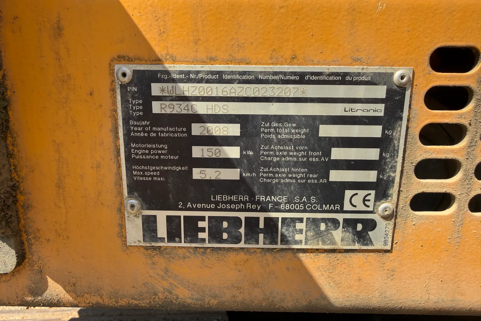 Escavatore cingolato Liebherr mod. R934C Litronic 