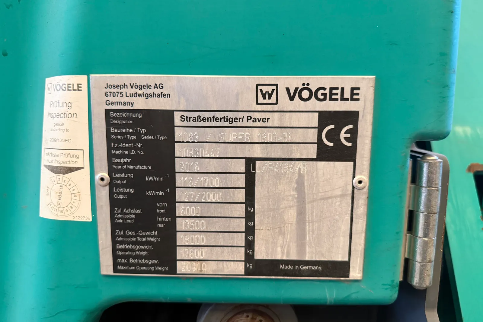 Vibrofinitrice Vogele mod. Super 1803-3I