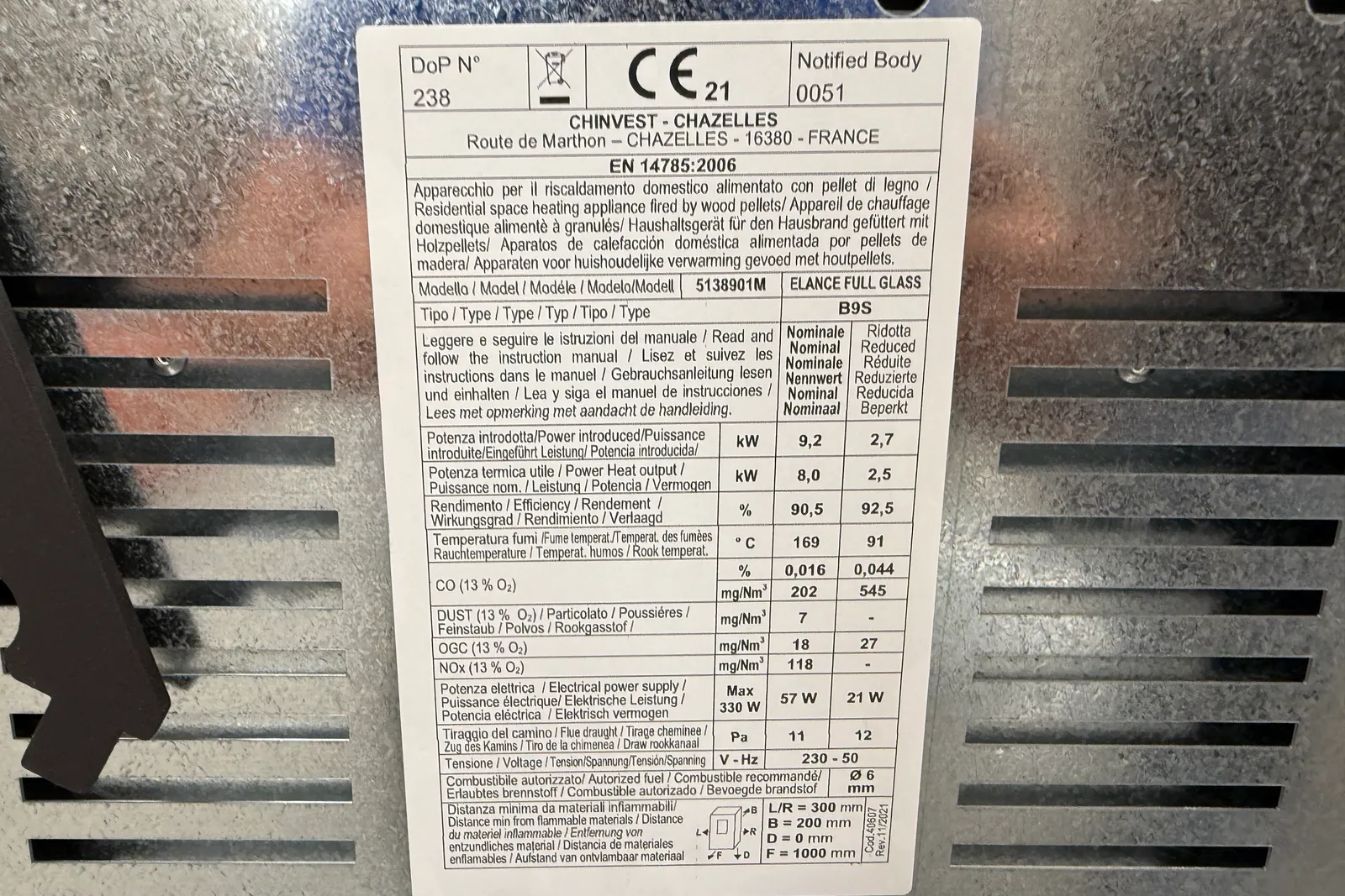 N. 4 stufe a pellet (ID 275) e n. 3 camini a pellet (ID 262)