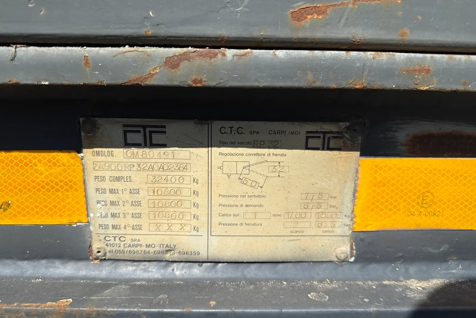 Rimorchio CTC mod. RP32 targato XA726EX