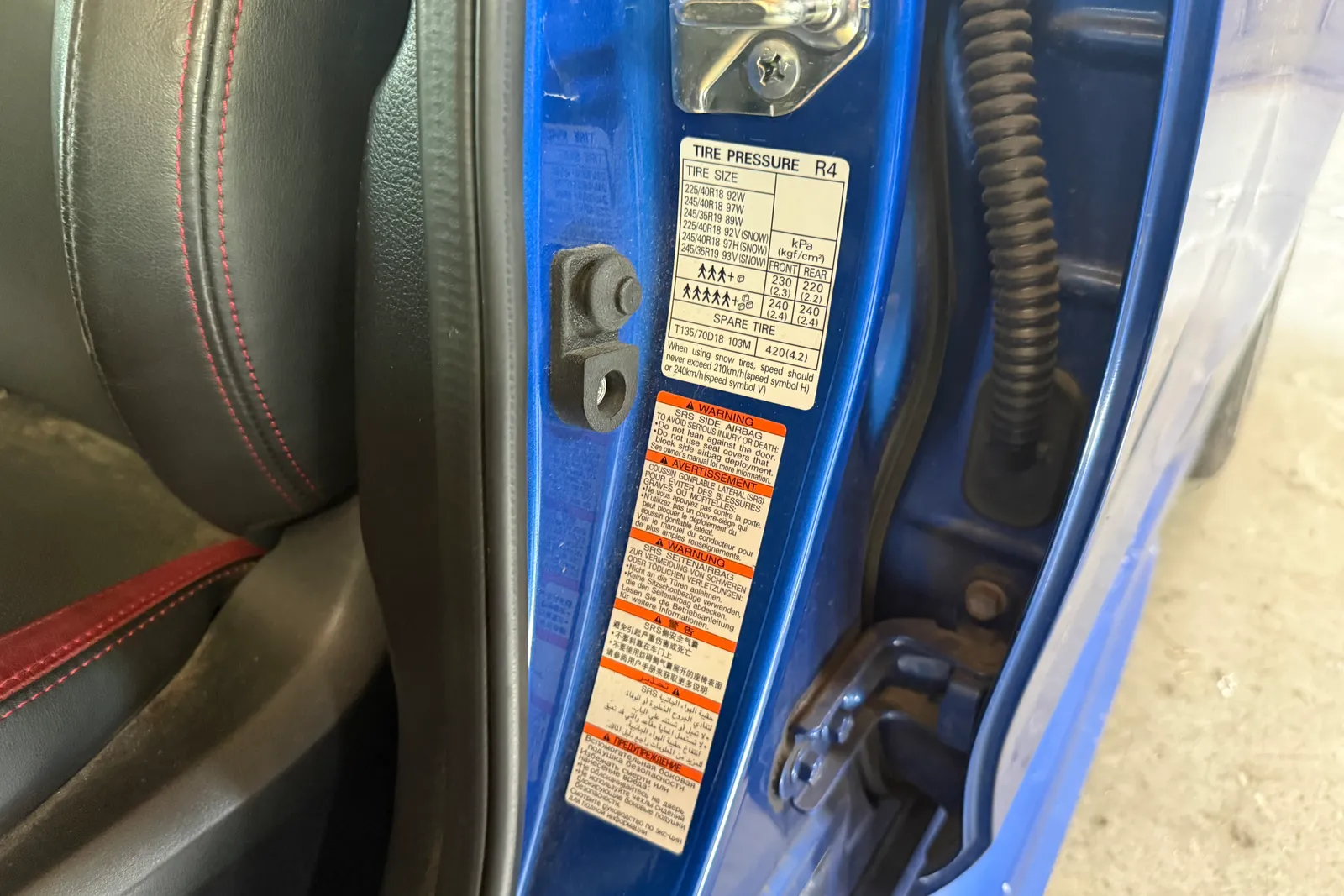 Autovettura Subaru WRX targata FK969VT (ID 138)