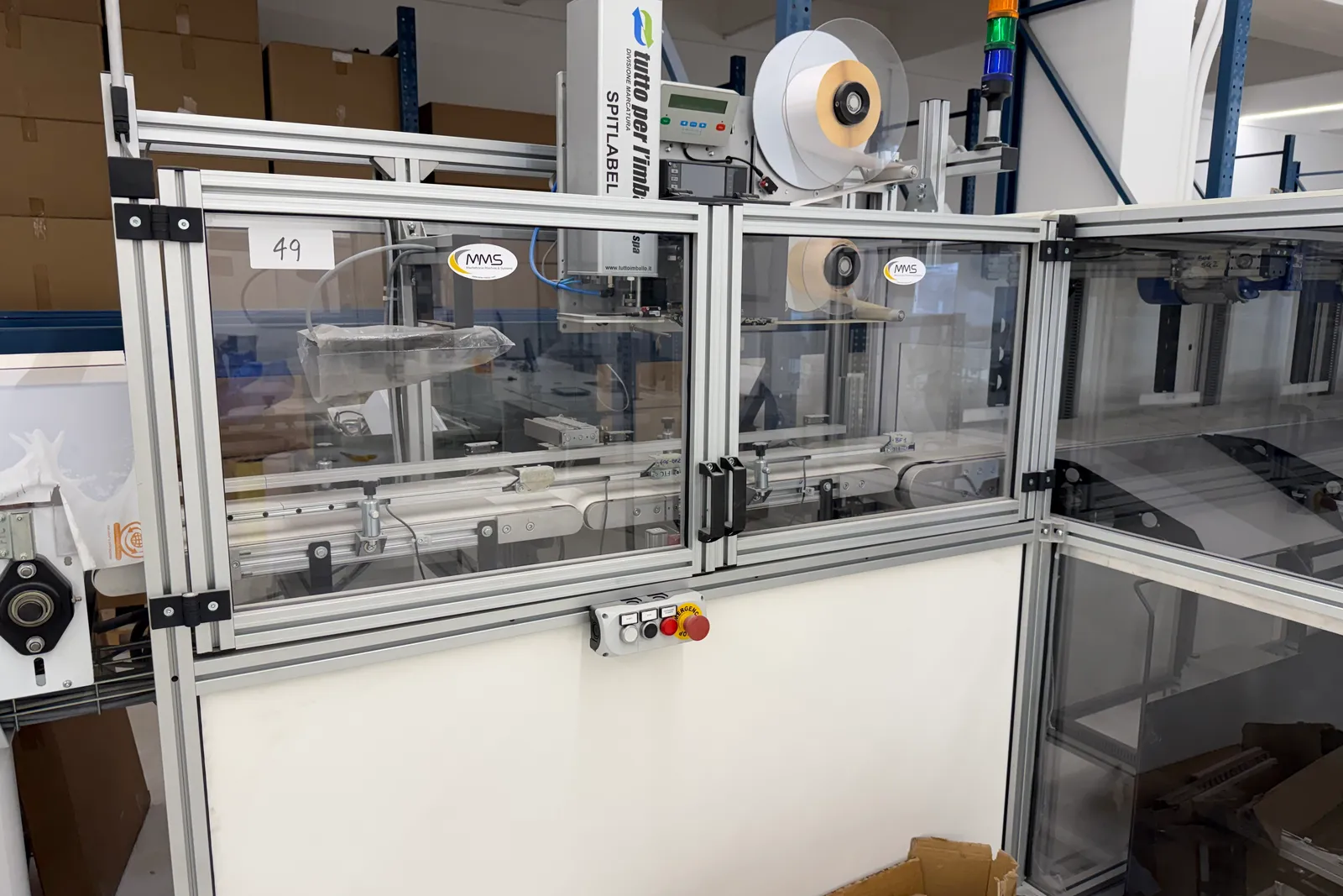 N. 2 magazzini automatici Pharmathek Sintesi, inclusi moduli di carico, linea di imballo e smistamento Mechatronic Machines & Systems e centralina di controllo