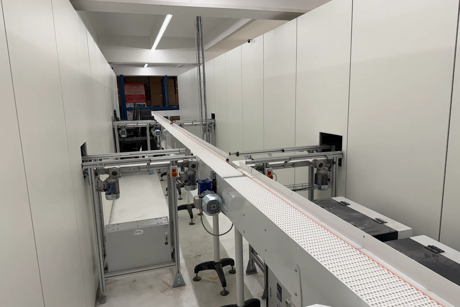 N. 2 magazzini automatici Pharmathek Sintesi, inclusi moduli di carico, linea di imballo e smistamento Mechatronic Machines & Systems e centralina di controllo